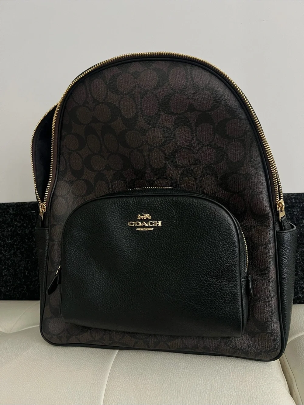 Coach Signature Canvas Backpack in Brown/Black